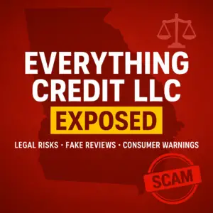 “Featured image exposing Everything Credit LLC and The Credit Crusader with Georgia law and scam warnings”